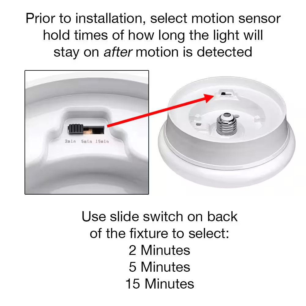 60-Watt Equivalent 7 In. E26 Motion Sensor LED Light Bulb Customize Hold Times C