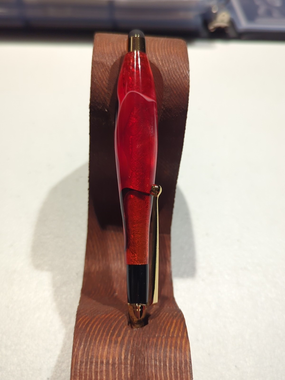 Handmade Acrylic Stylus Red With Gold Trim