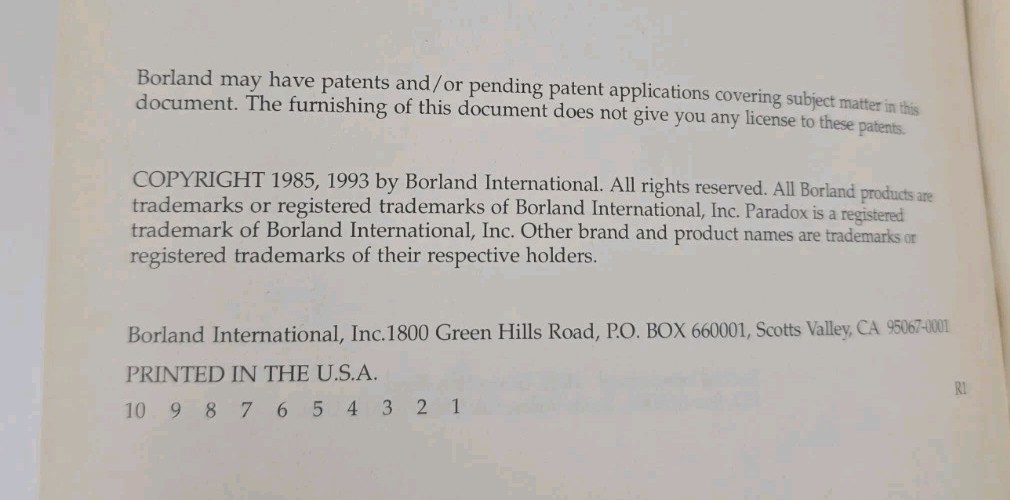 Borland Paradox For DOS PAL Programmers Guide 1993
