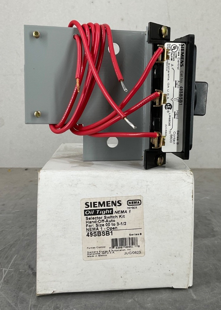 SIEMENS 49SBSB1 SELECTOR SWITCH KIT H-O-A FOR Sz 00-3 1/2 NEMA 1 OPEN NEW