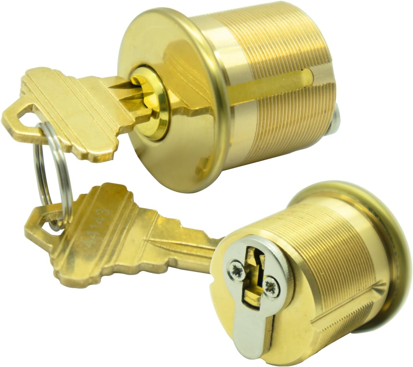 2PCS Brass Mortise Door Cylinder Lock 1 1/8" Door Replacement Lock Cylinder
