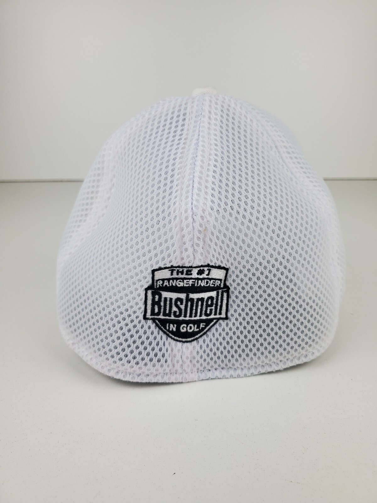 New Era BUSHNELL GOLF White Flex Fit 39Thirty Med-Large Cap Hat #1 Rangefinder