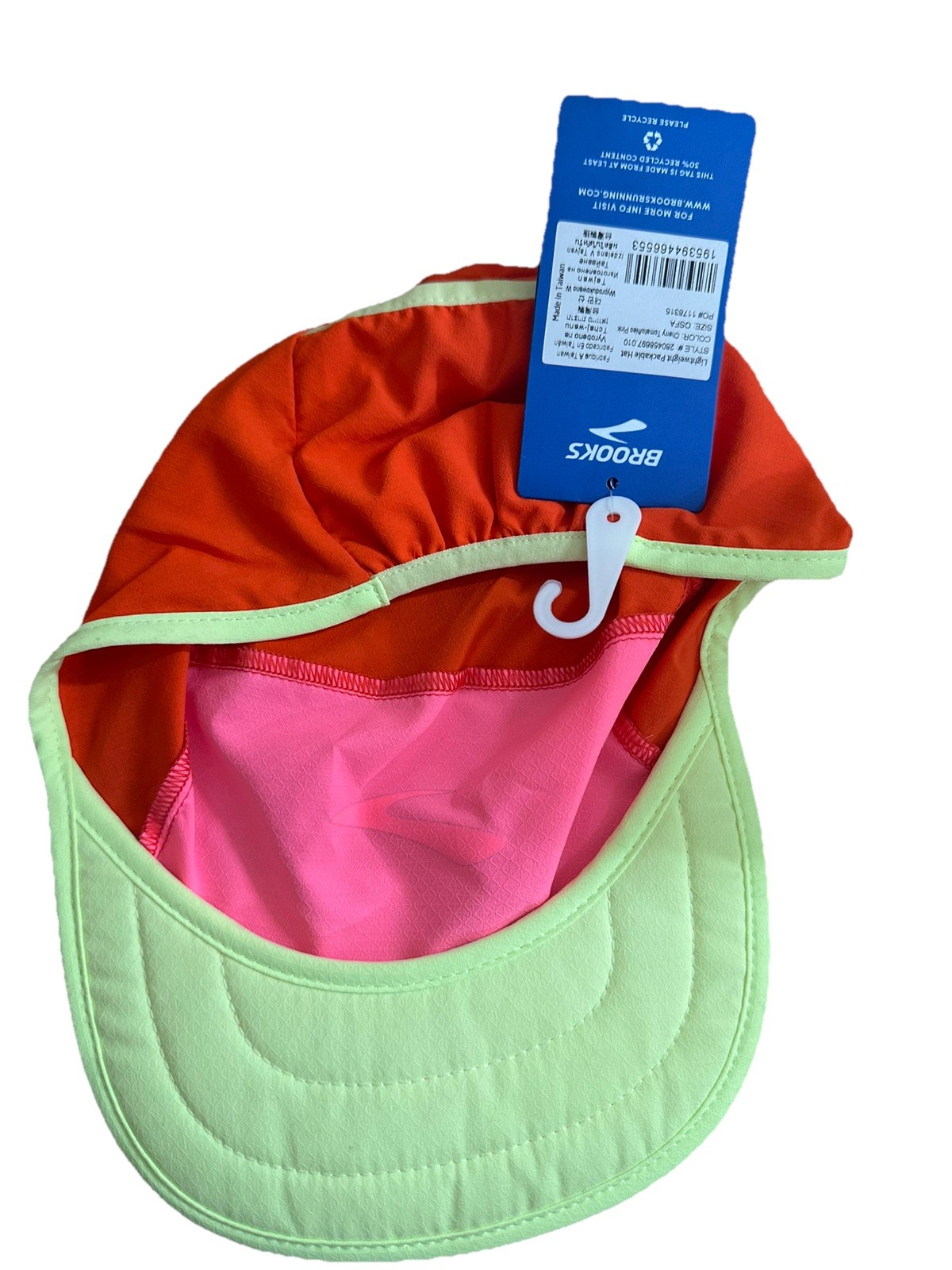 Brooks Running Lightweight Packable Hat Cap Red Neon Pink NWT