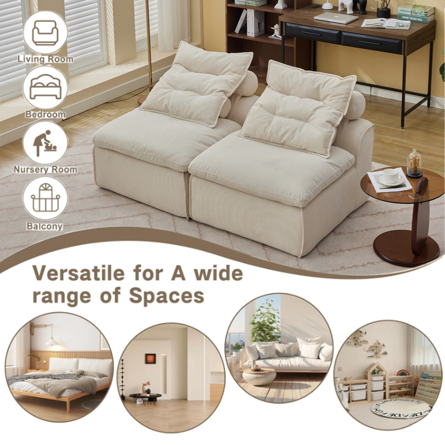Modular Sofa Couch 2 Seater Sectional Sofa Upholstered Sofa For Living Room