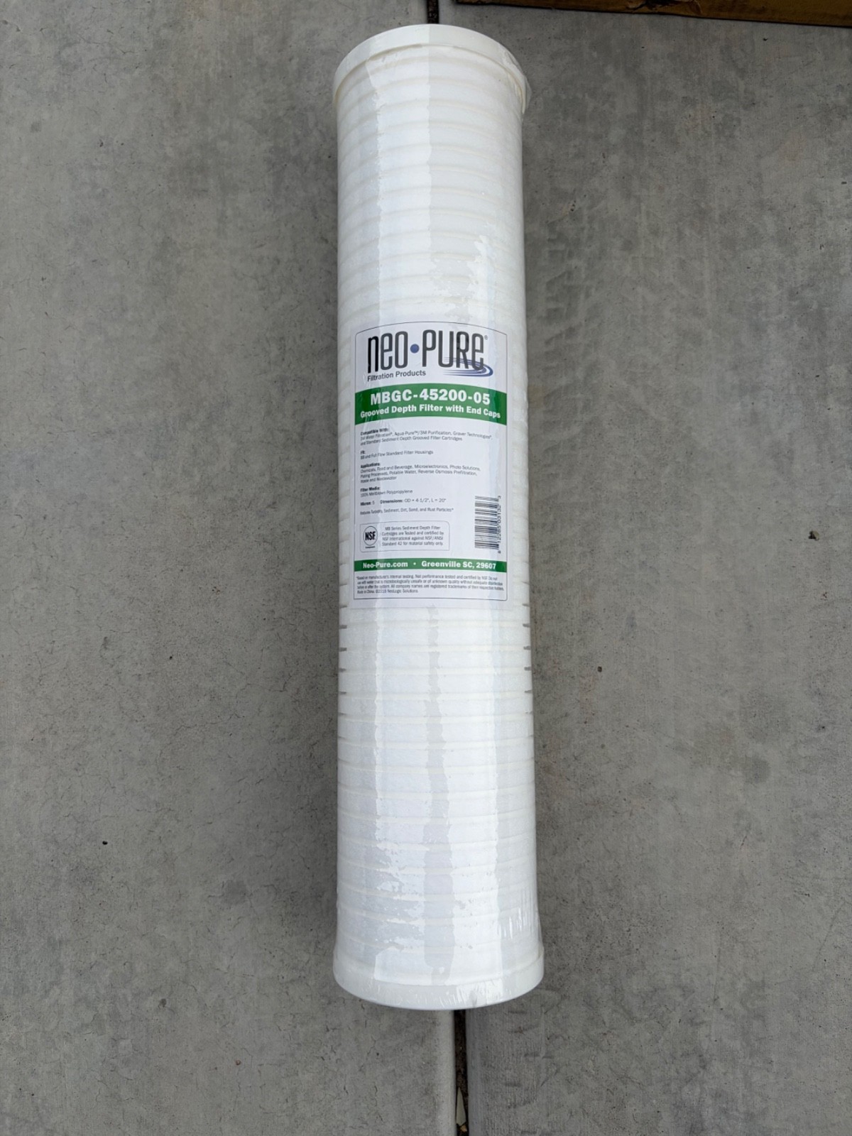 Neo-Pure 4 1/2" x 20" whole house sediment filter MBGC-45200-05 LOT OF 5