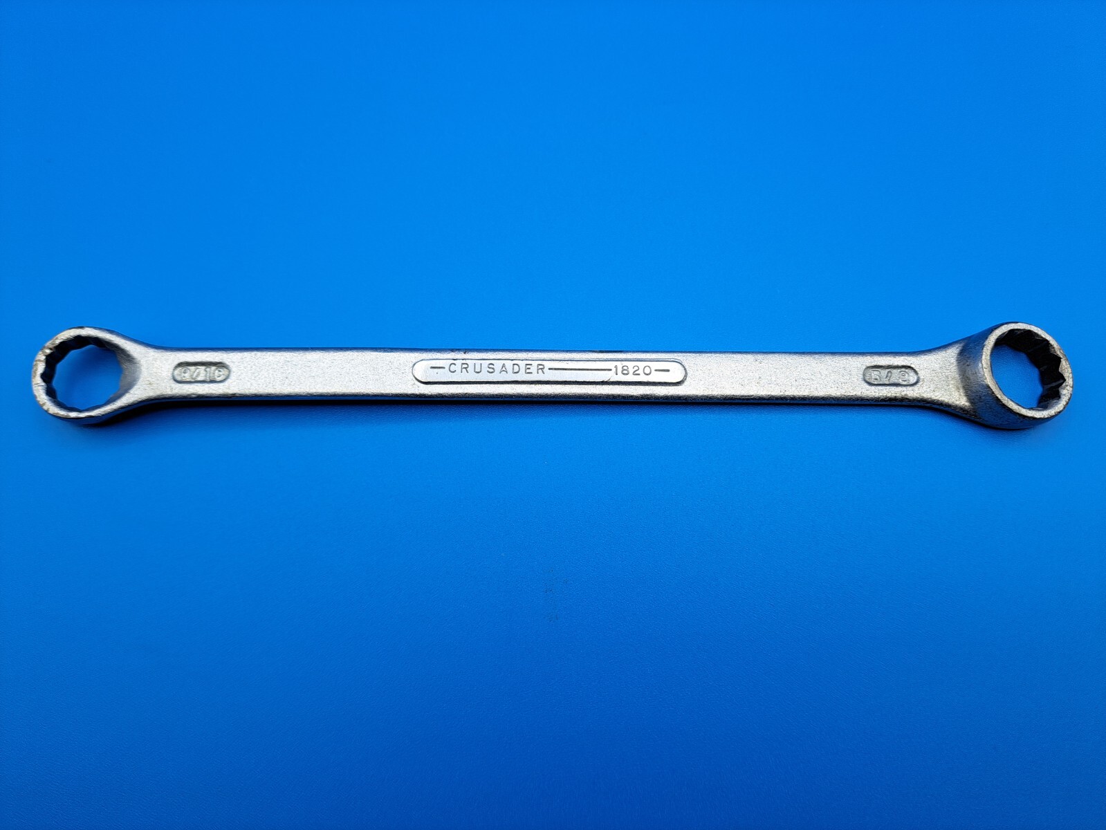 Vintage Crusader 9/16 x 5/8" Box End Wrench, No. 1820, 12 Point, Forged USA