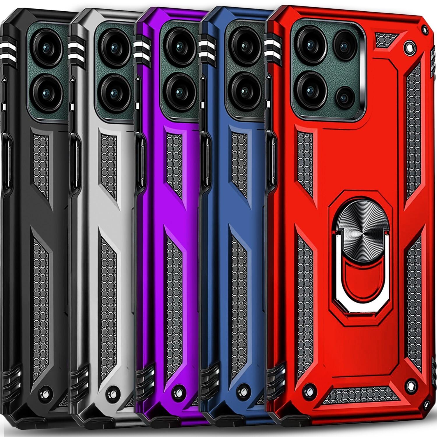 For Moto G Play 2026 Case Shockproof Phone Cover Ring Kick Stand +Tempered Glass