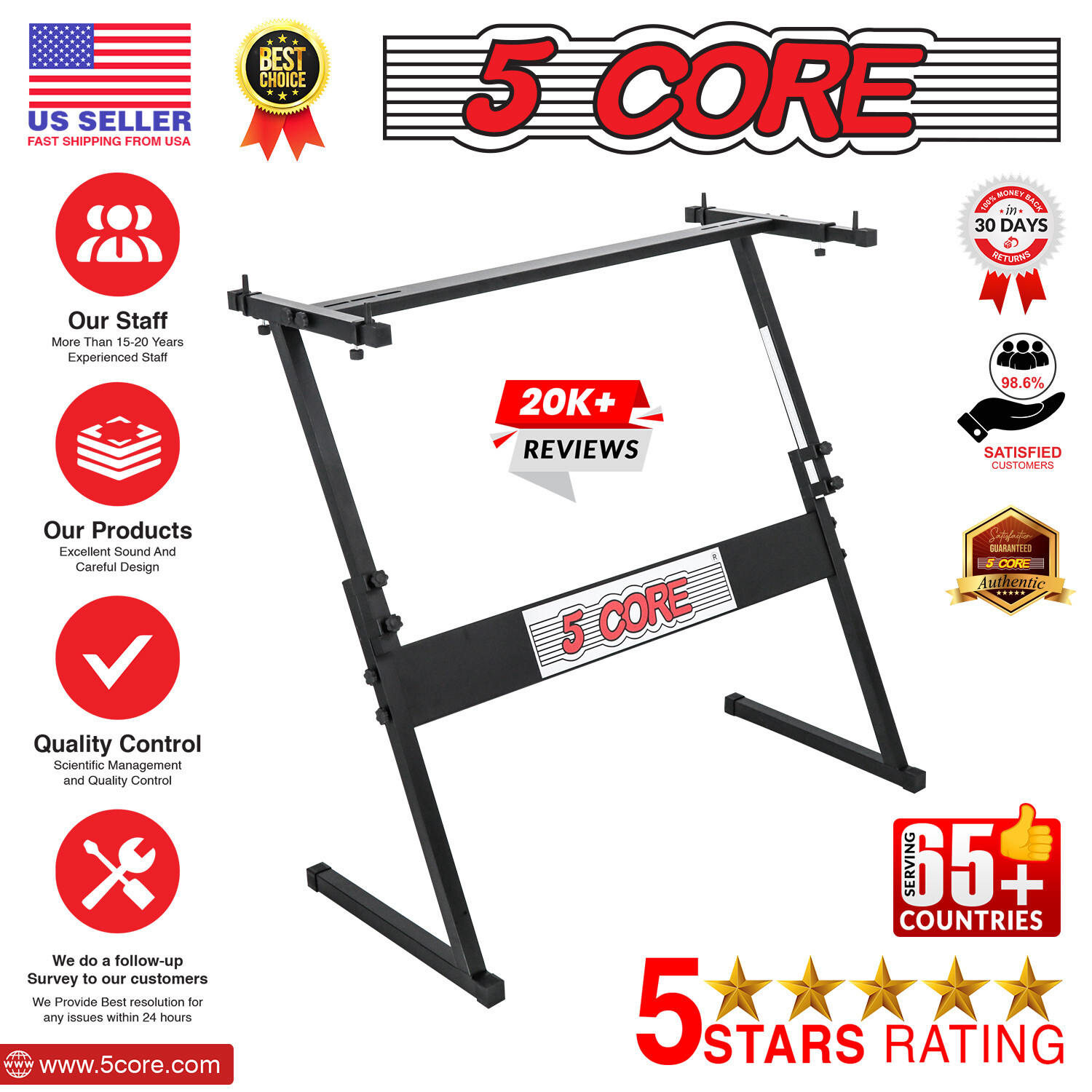 5Core Piano Keyboard Z-Style Stand Electronic Organ Rack Folding Adjustable