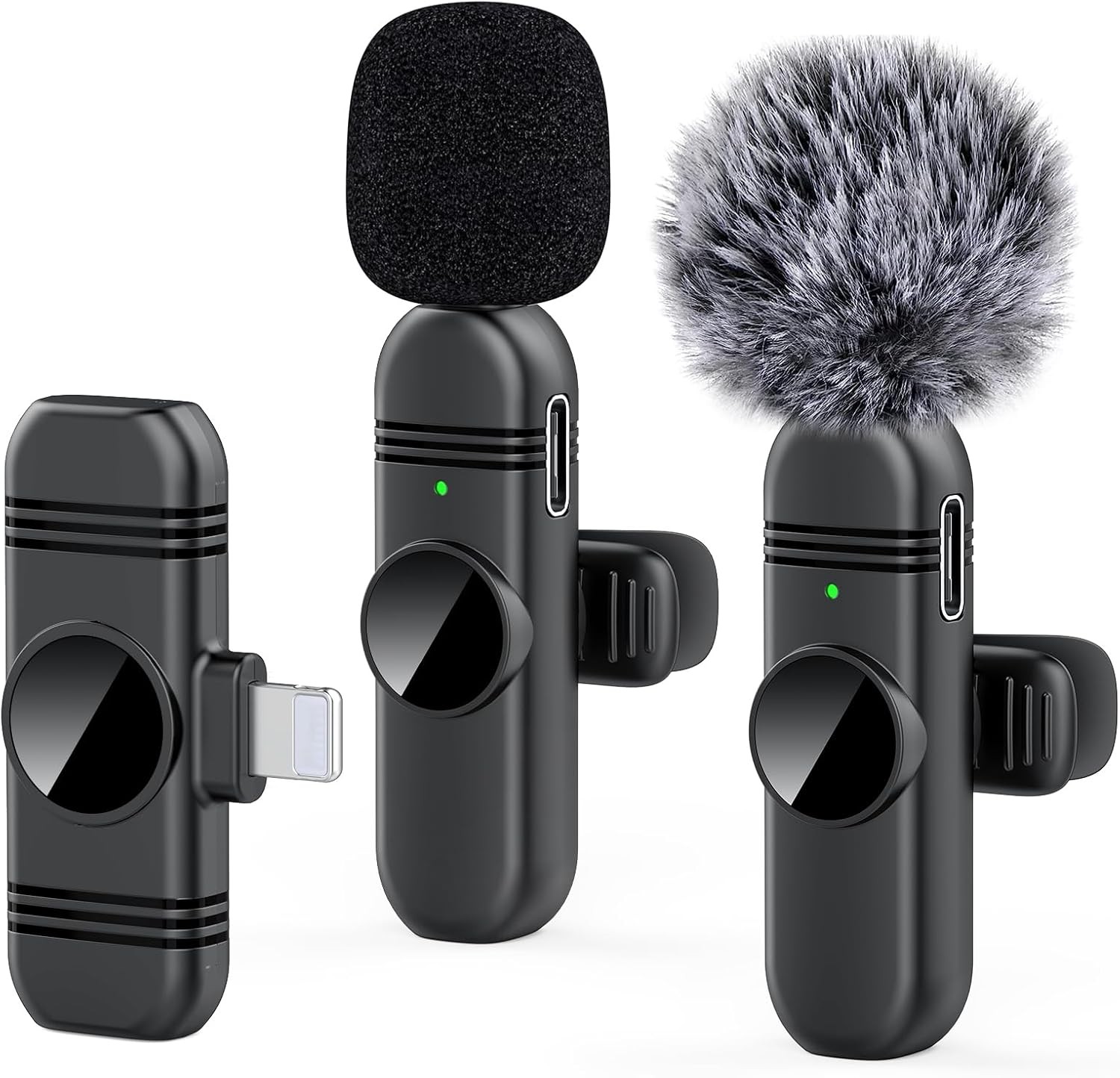 VEZQUA 2 Pack Wireless Lavalier Microphone for iPhone and iPad,Clip on Microphon