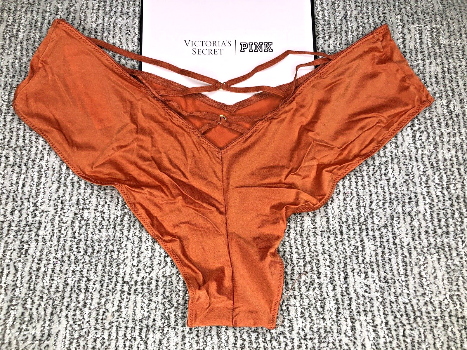 Victoria's Secret Very Sexy NWT Large Strappy Cheeky Panty High Leg Brown