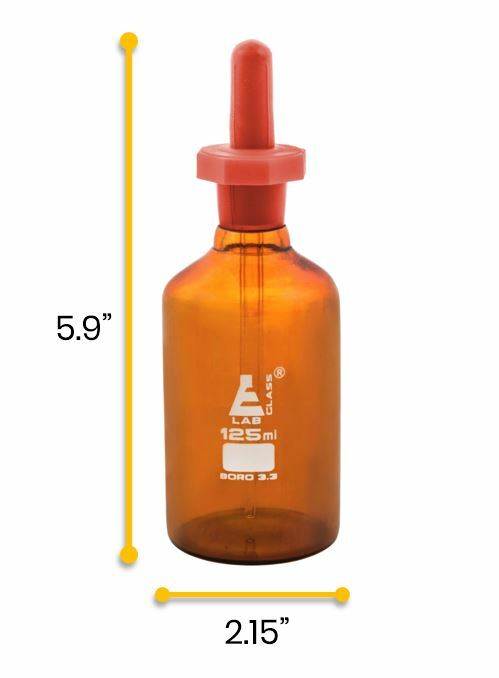 Dropping Bottle, 125ml (4.2oz) - Amber Colored Borosilicate Glass - Eisco Labs