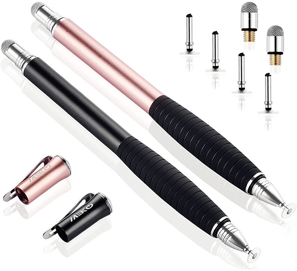 (2nd Generation) [2 in 1 Precision Series]  Disc Stylus Pen 2 Pcs Black&Pink