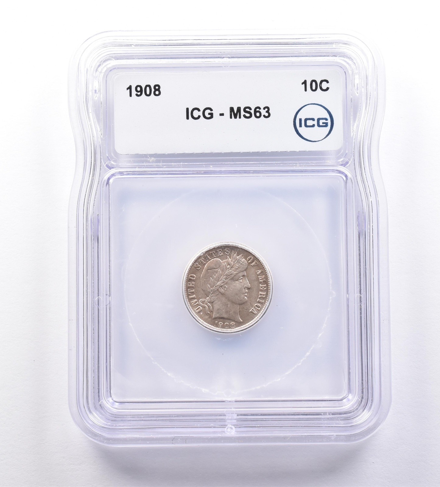 1908 Barber Dime MS63 ICG *9239