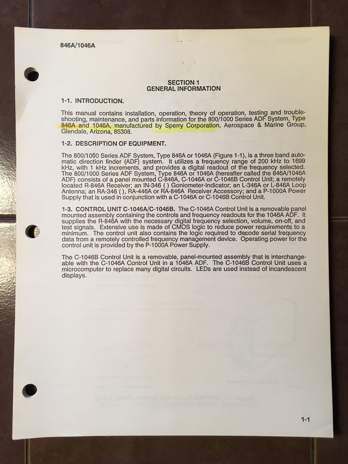 Sperry Cessna ARC 846A and 1046A ADF Install Manual