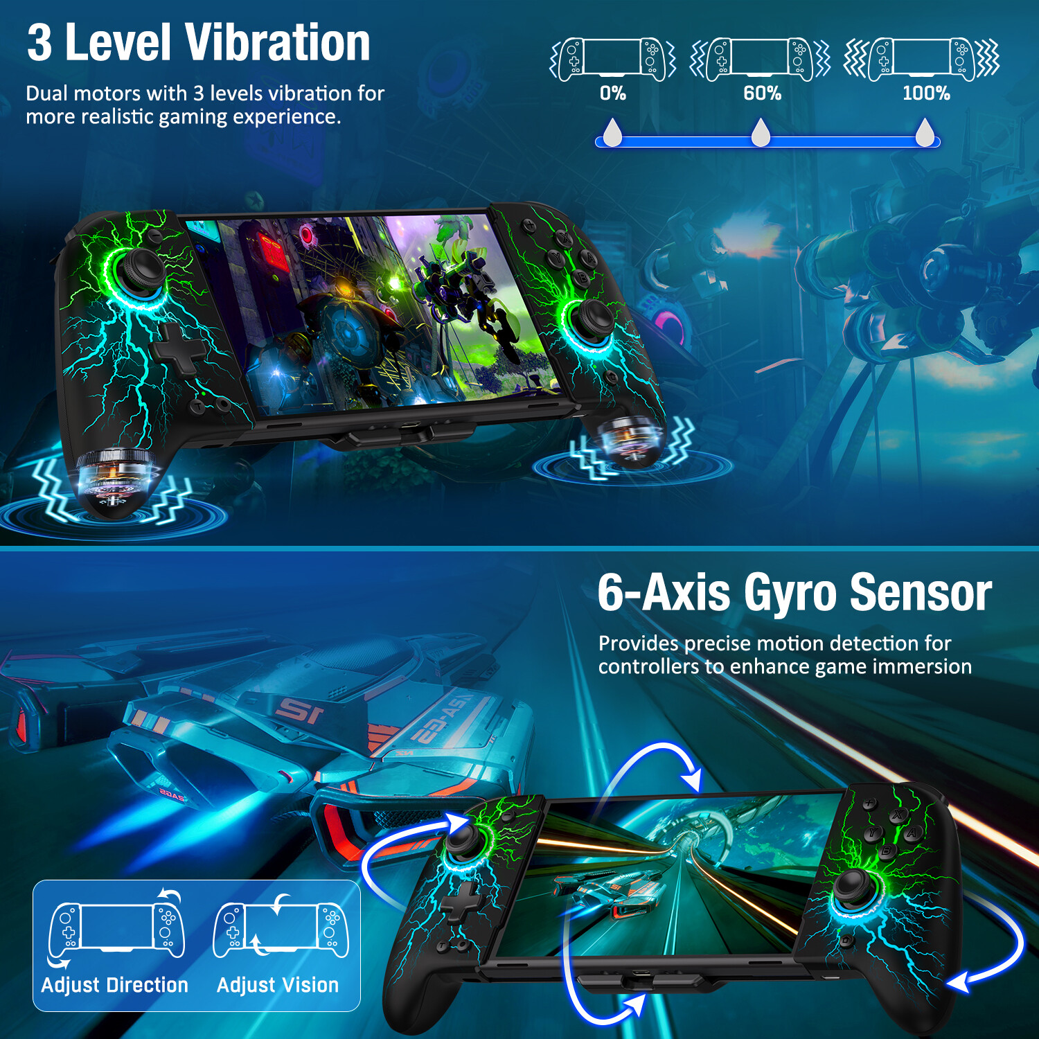 Full-Size Grip Handheld Wireless Controller For Nintendo Switch/OLED Joy-con