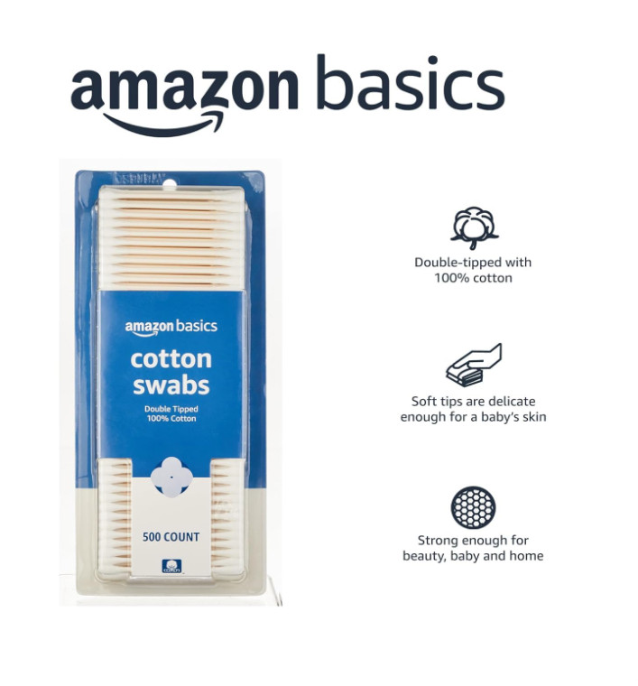 Cotton Swabs for Personal Hygiene and Baby Care, 500 Count, 1 Pack