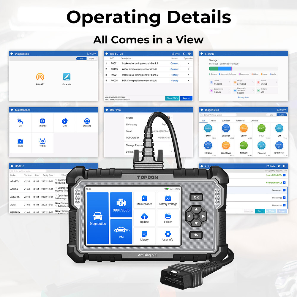Car OBD2 Scanner CAN OBD Code Reader ABS SRS Transmission Engine Diagnostic Tool