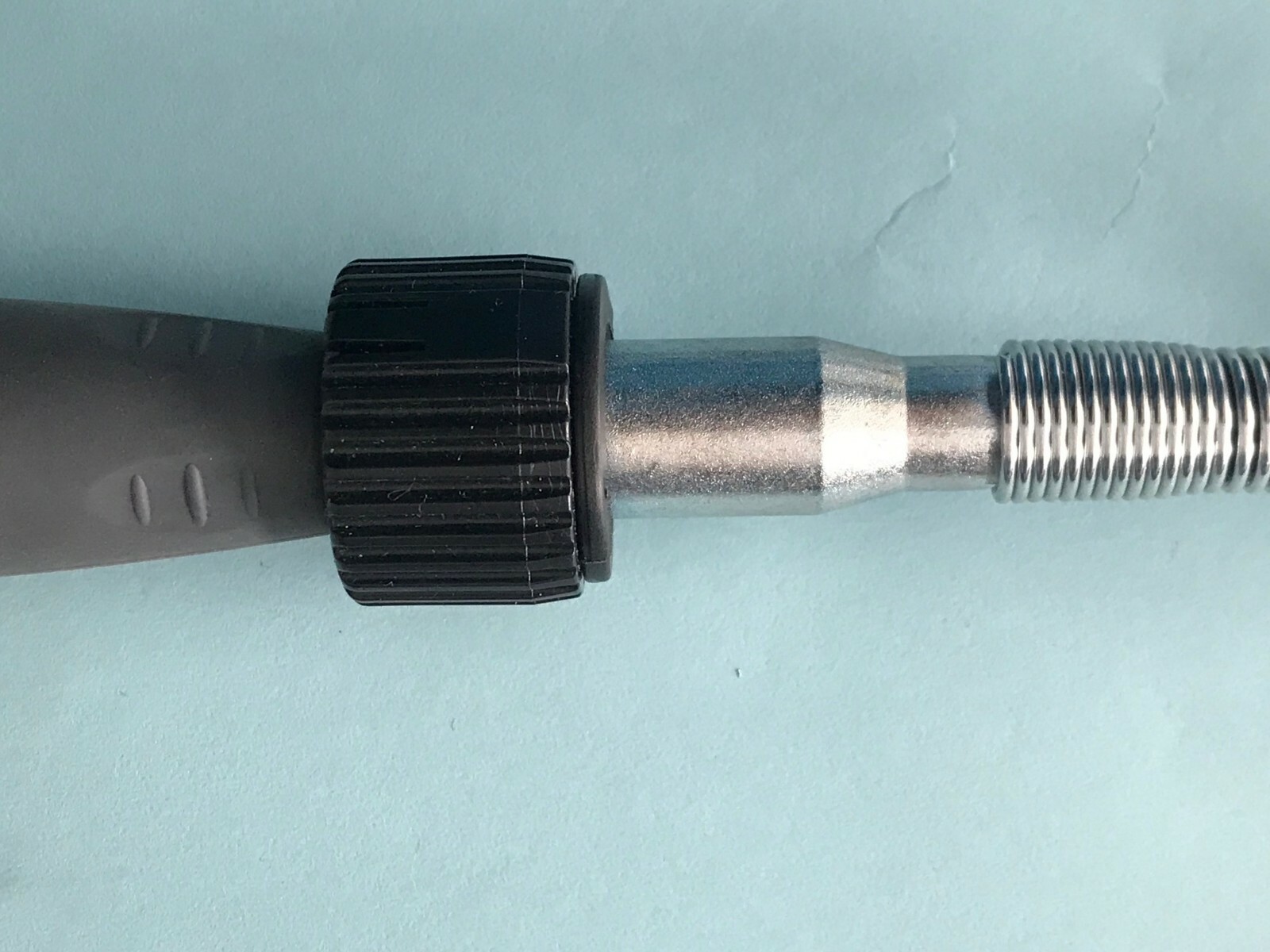 Threaded adapter join multiple rotary tool flex shafts together. Longer cable