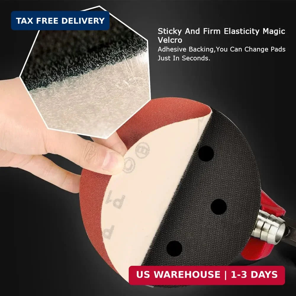 Random Orbital Sander 5" & 6" Pneumatic Palm Sander with Extra 5" Backing Plate,