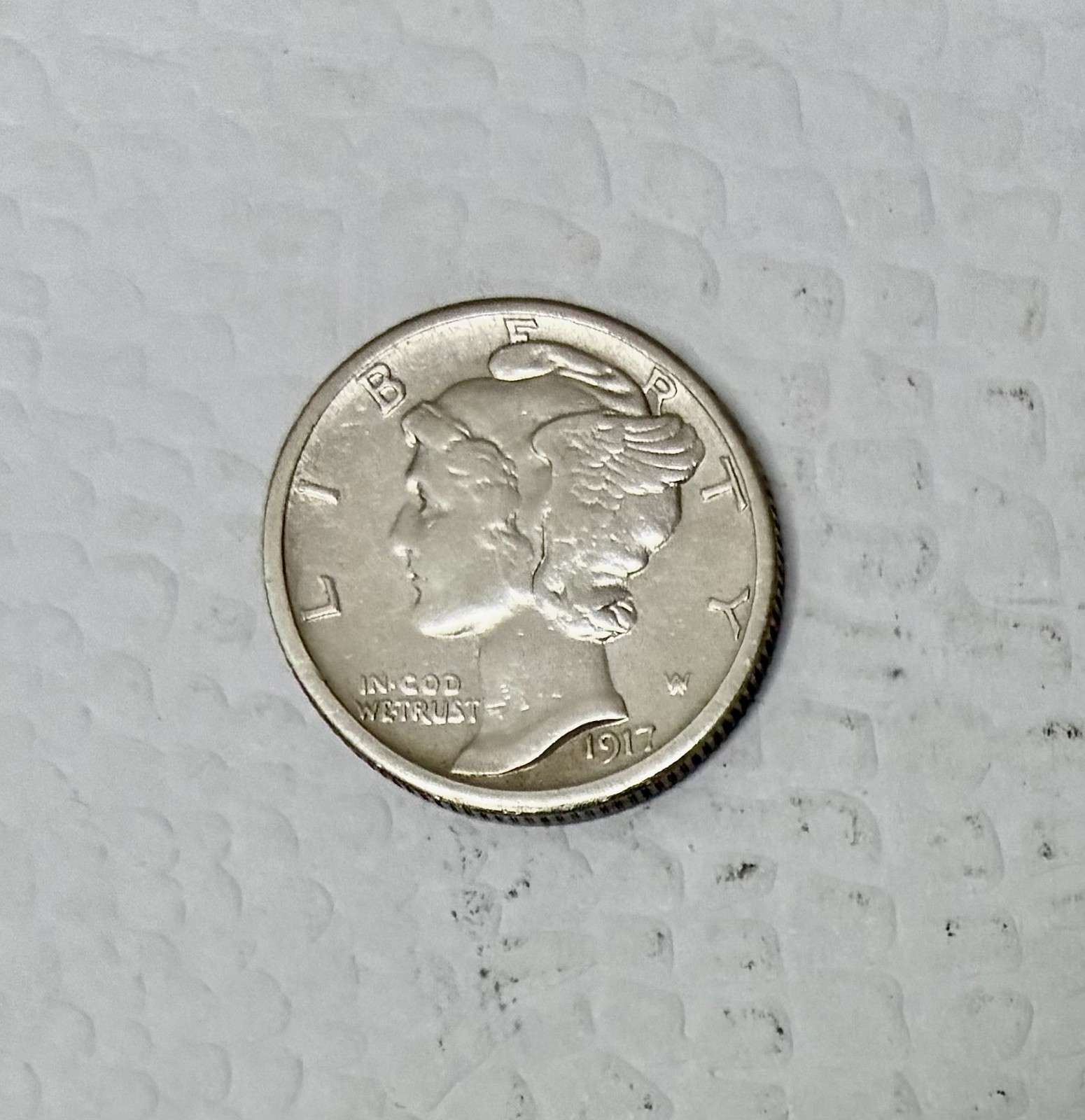 1917-S Silver Mercury Dime, AU Details, Cleaned, Better Date!