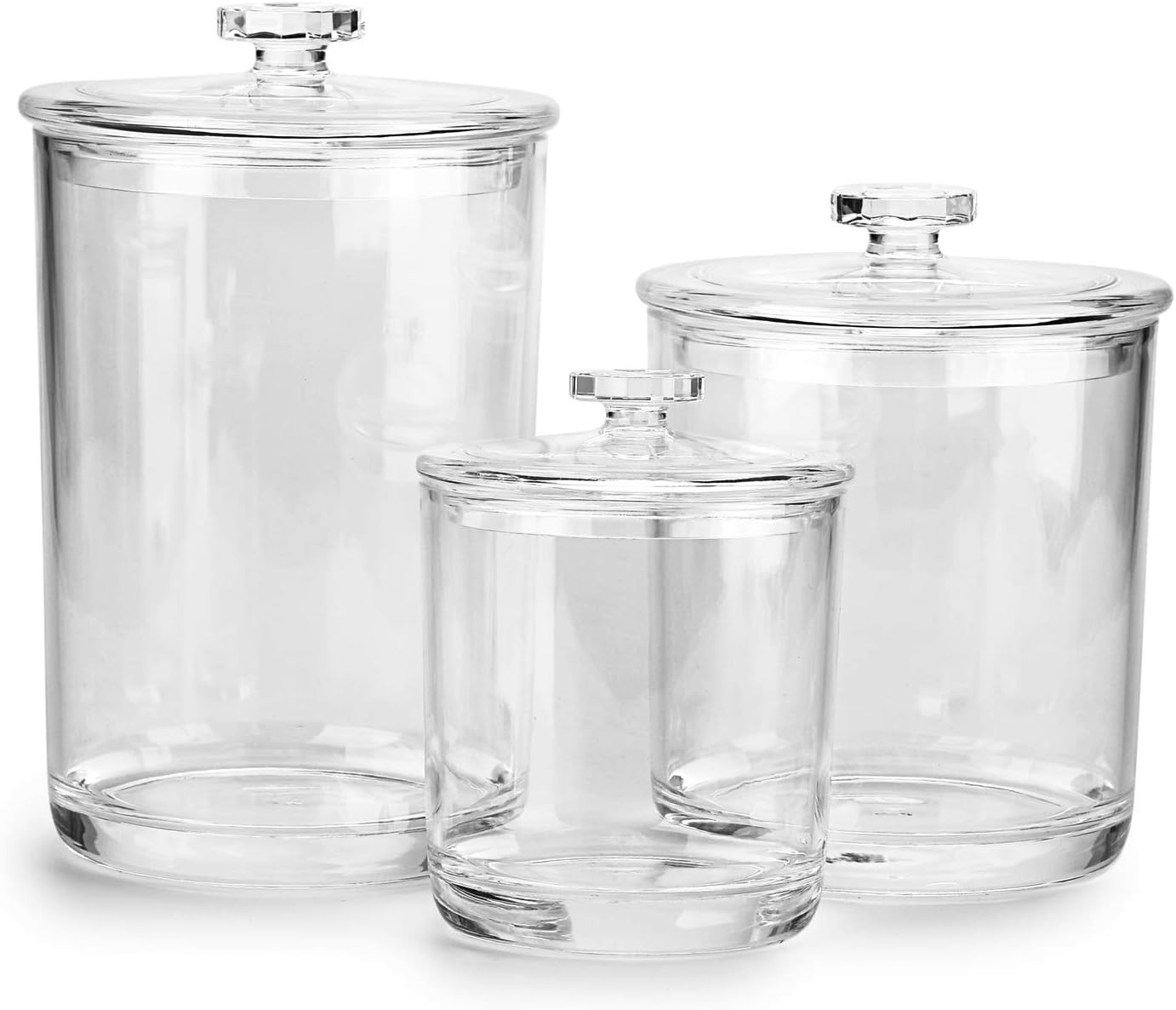 Clear Plastic Apothecary Jars with Lid, Lar Size Bathroom Stora
