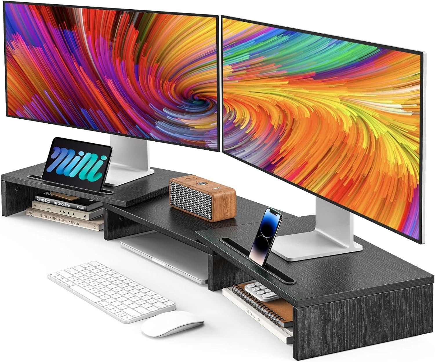Dual Monitor Stand Riser for 2 Monitors, Monitor Stand for Desk, Adjustable C...