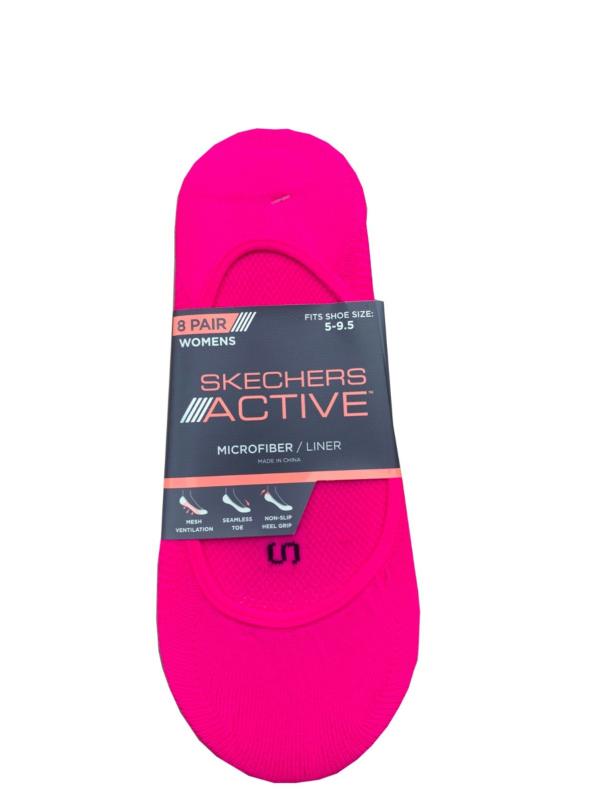 Skechers® Active Women's 8 Pair Liner Socks ”Seamless Toe Non-slip heel grip"