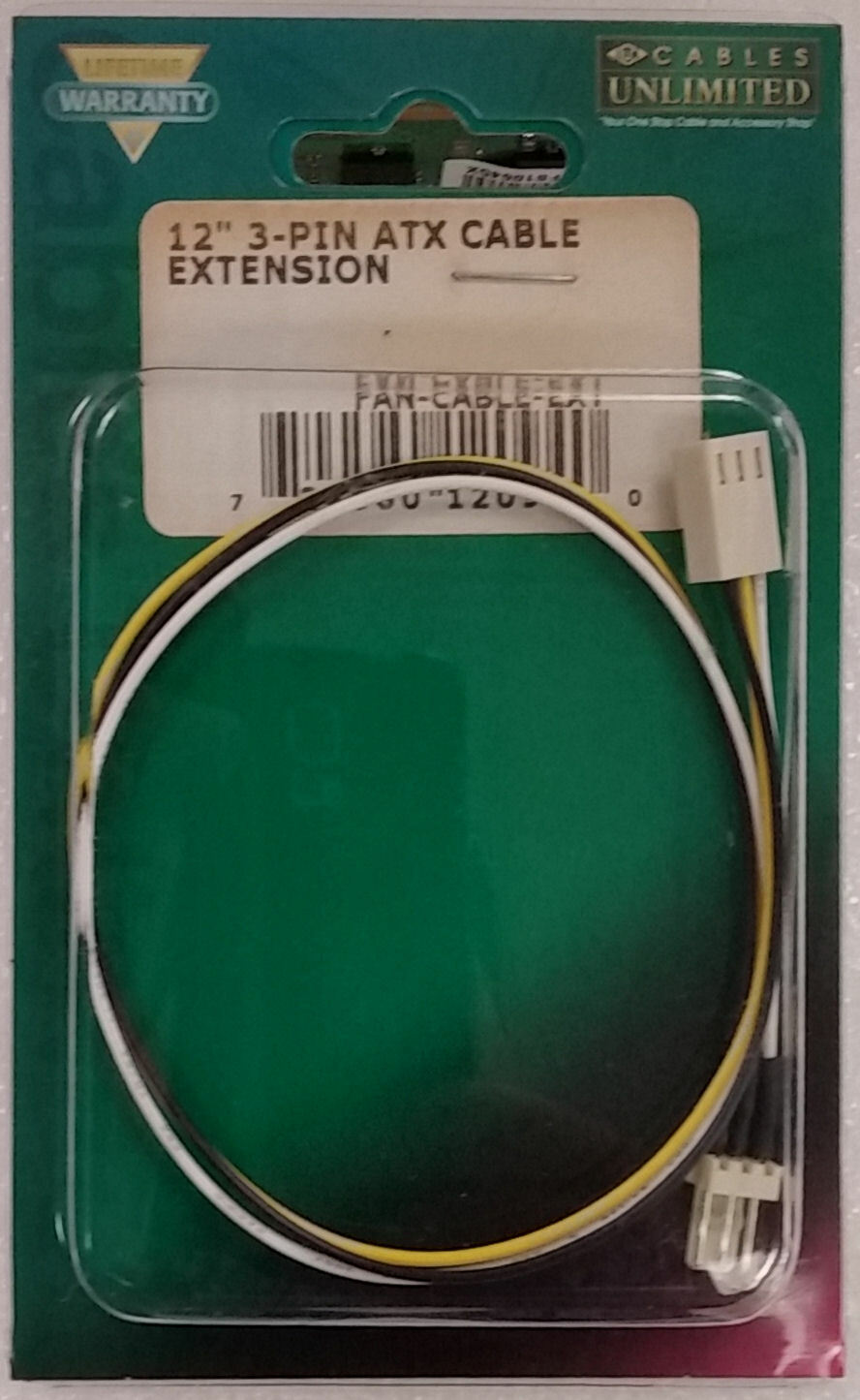Cables Unlimited 12-in ATX Fan Power Extension Cable, Male to Female 3-pin ATX
