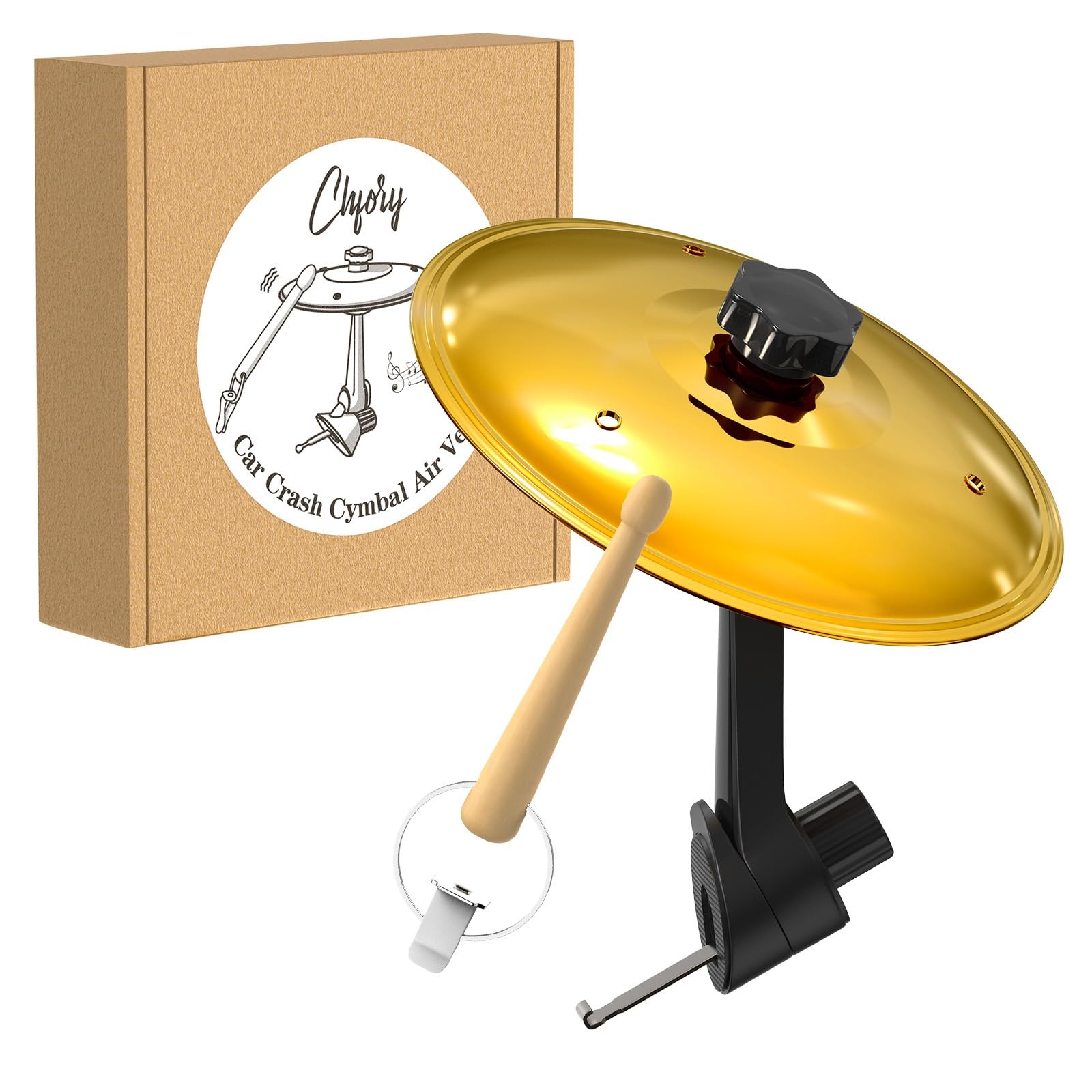 Car Cymbal Air Vent, Mini Drum Crash Cymbal Set with Mini Drum Stick, Funny M...