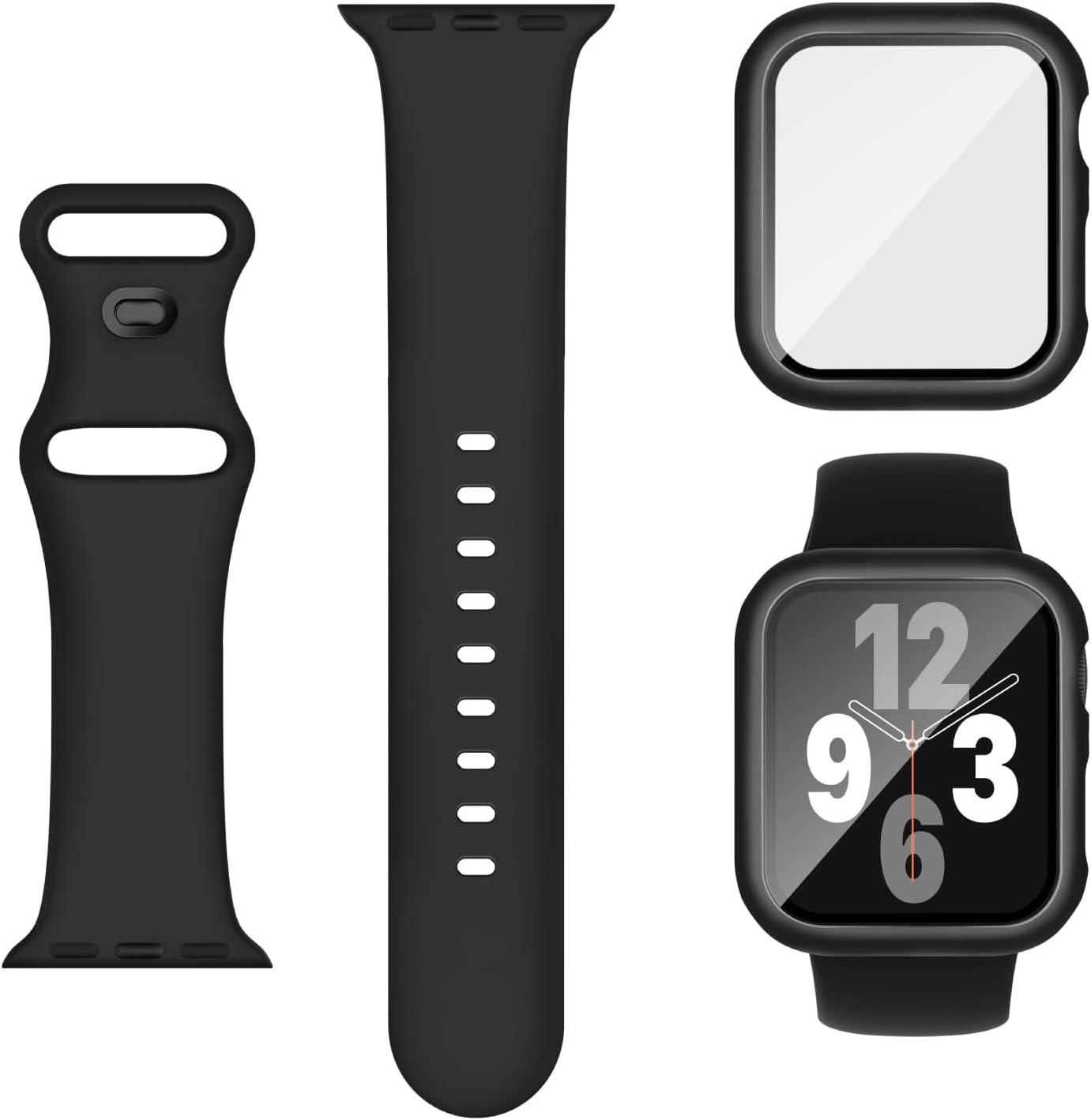 3-in-1 Soft Silicone Strap Compatible with Apple Watch Series 6 40mm 44mm