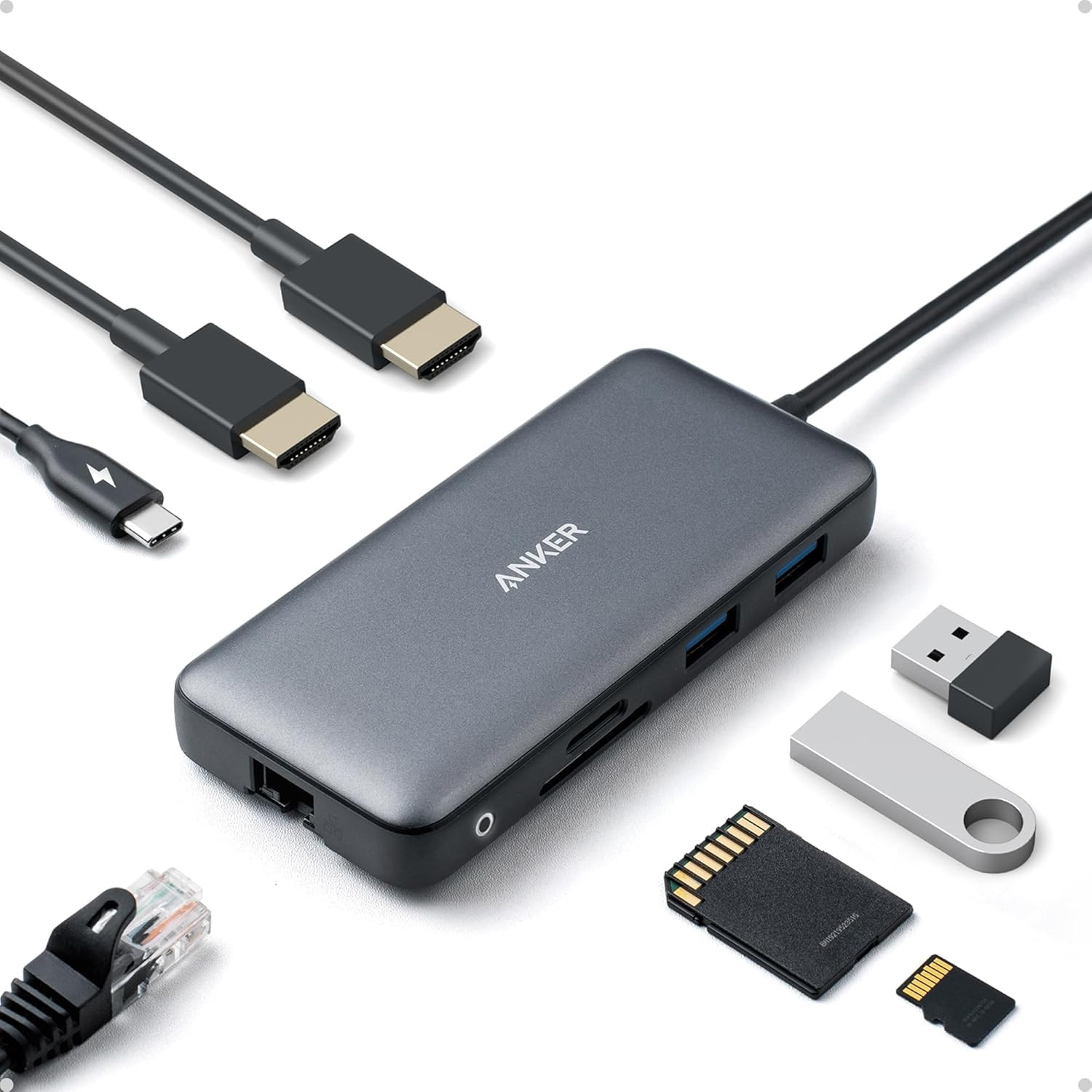 Laptop Docking Station Dual Monitor, 8-In-1 USB C Hub, 4K Dual Monitor with 2 HD