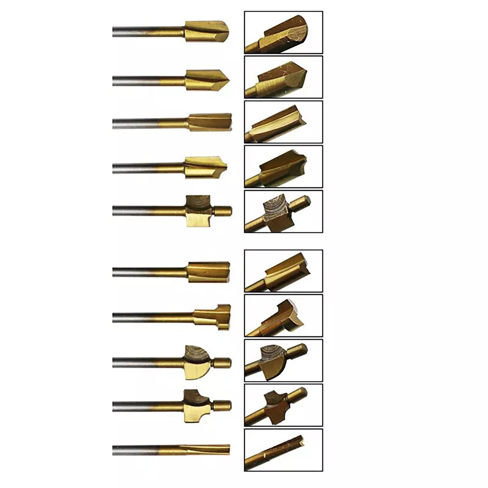10x 1/8 inch 3MM Titanium Mini Hss Router Bits Trimmer Shank For Rotary Tool