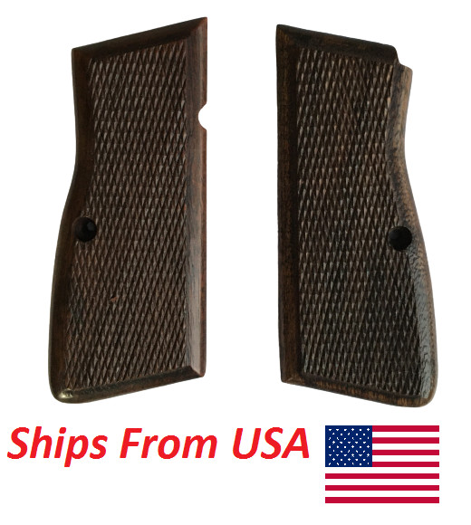 WWI WWII German Browning Hi-Power Checkered Wooden 9MM -DARK