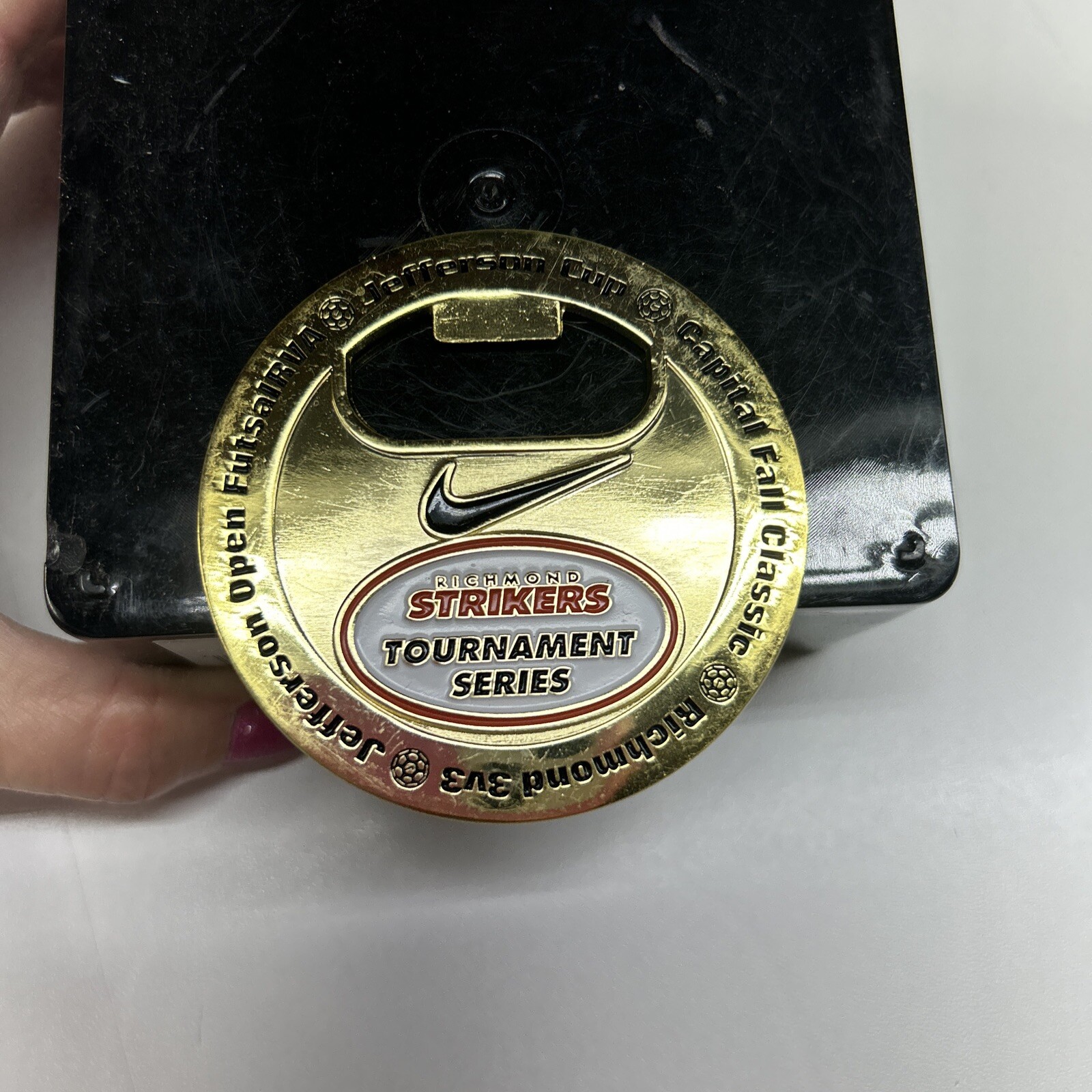 Jefferson Cup Richmond Strikers Tournament Series Nike Bottle Opener Gold Tone