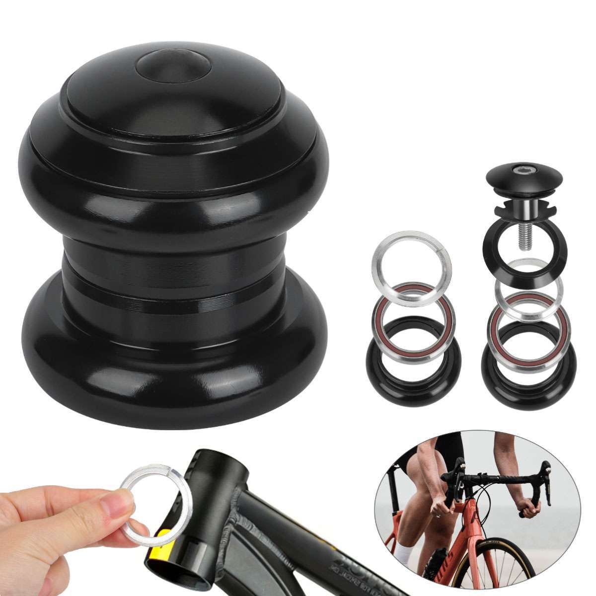 34mm 1-1/8" Threadless Ball External Bearing Headset for 28.6mm Fork MTB Bicycle