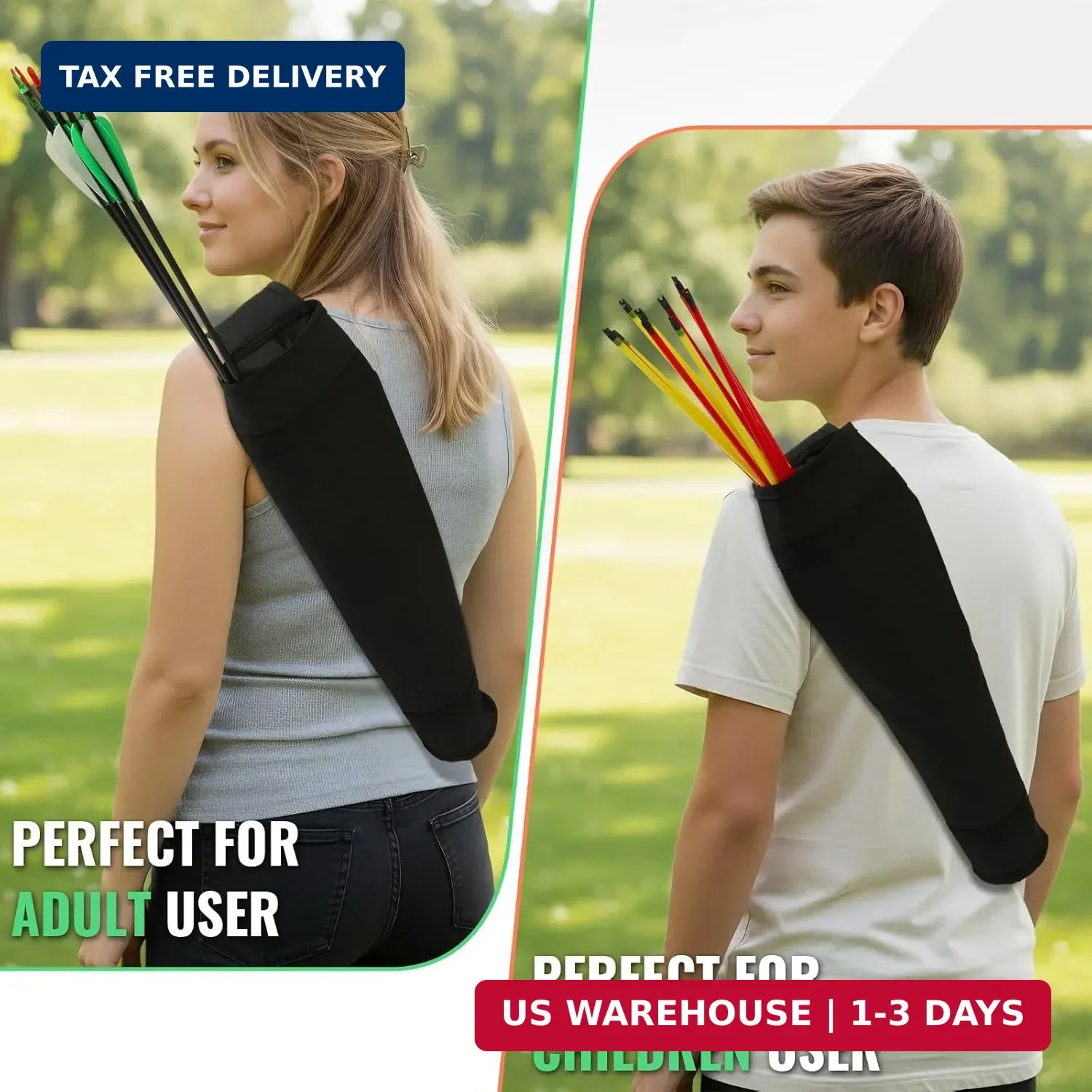 Archery Quiver - Adjustable Back & Hip Arrow Holder for Compound & Recurve Bows