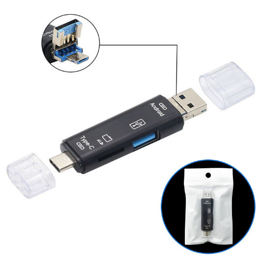 5 in 1 Memory Card Reader Multifunction Type-c/USB/MICRO TF Card OTG Card Reader