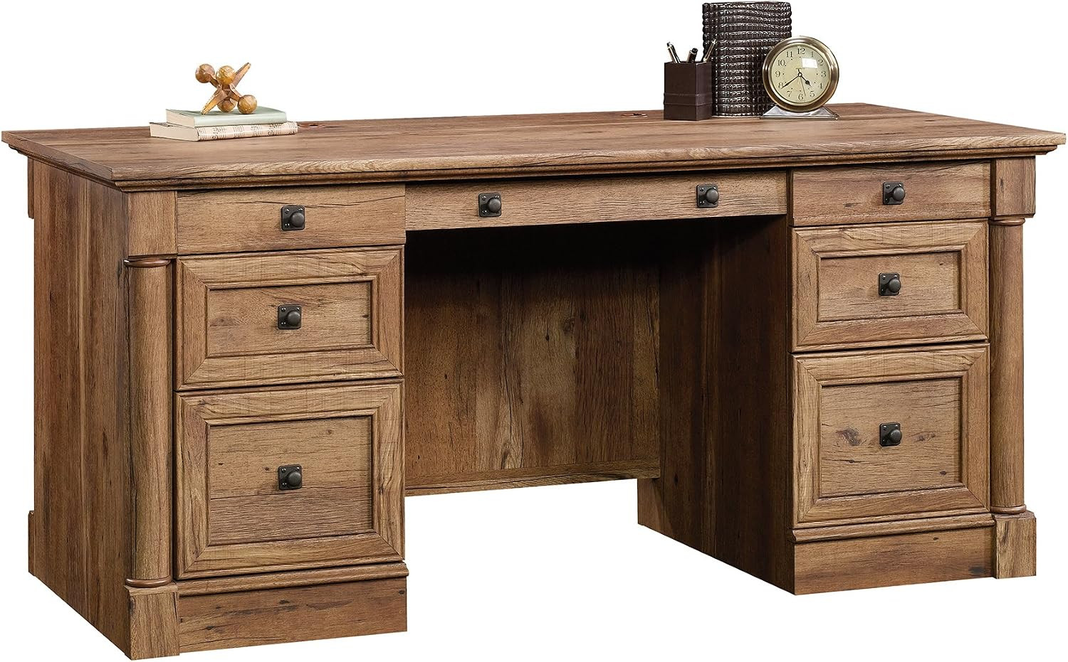 Palladia Executive Desk, 29.5"D X 65.1"W X 29.61"H, Vintage Oak Finish