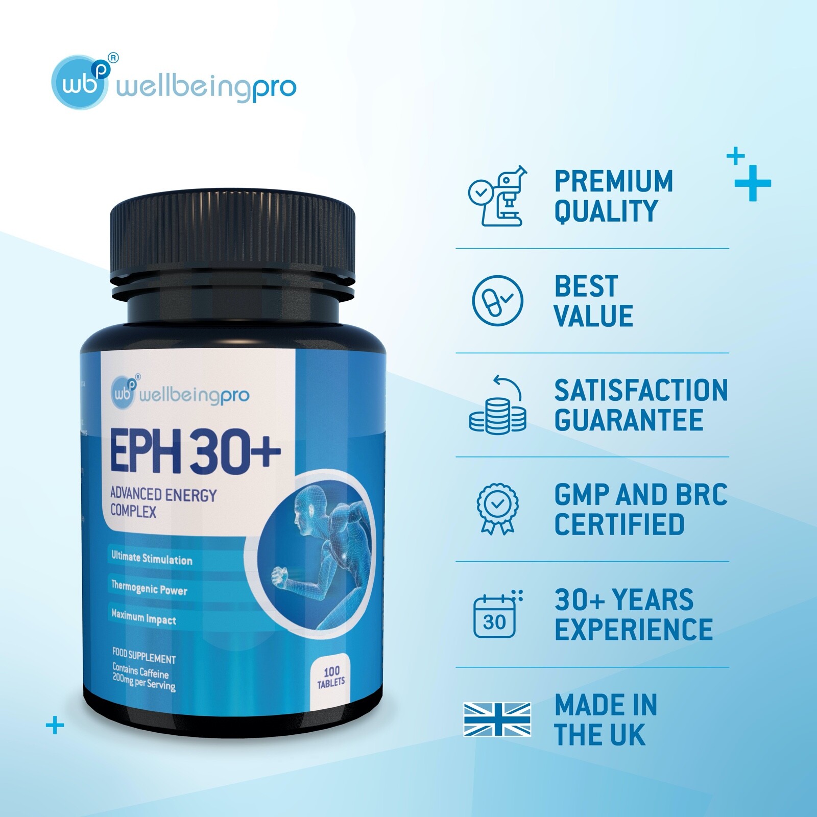 EPH30+ Advanced Energy Tablets Diet Slimming Pills Pre-Workout Ephedrine Free