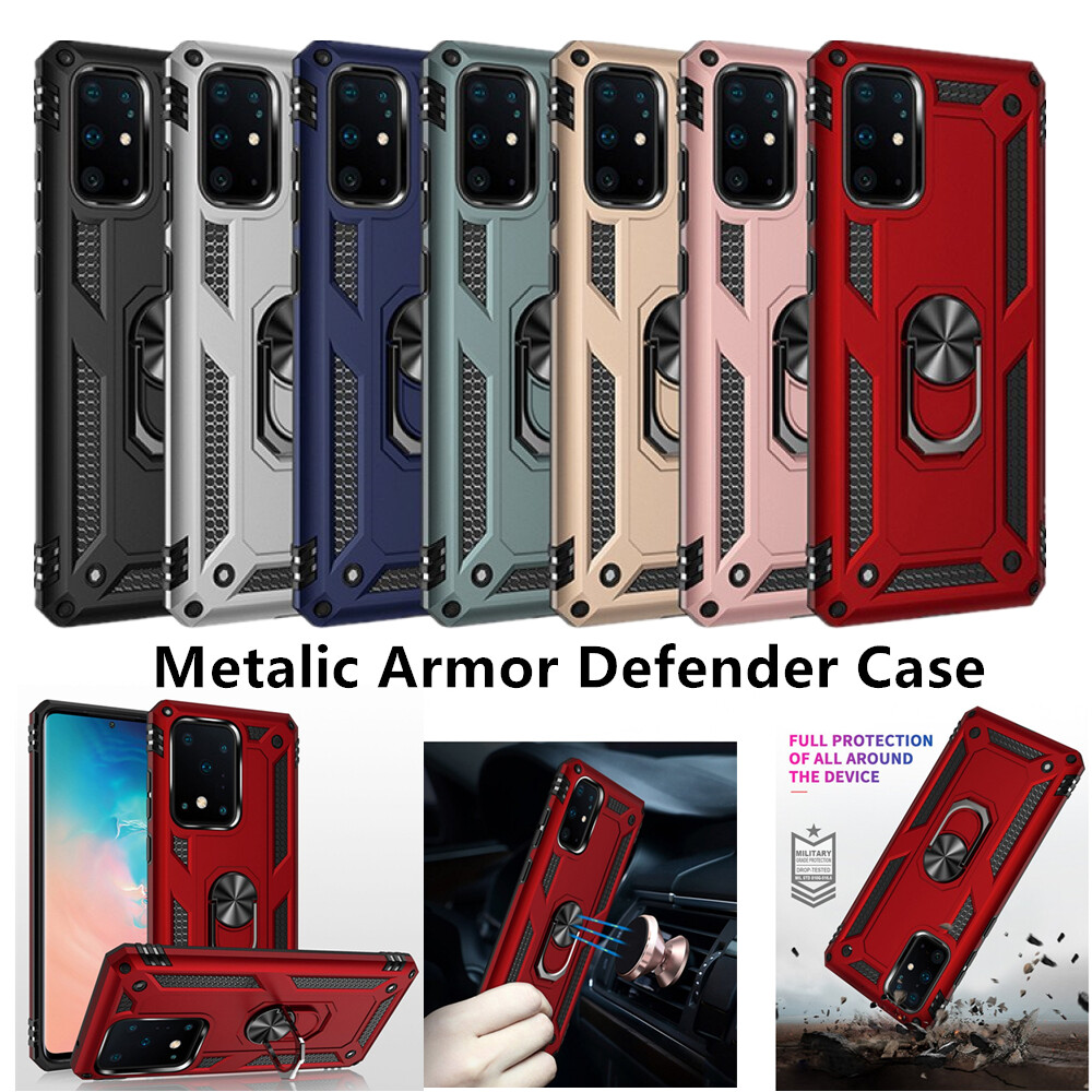 For Samsung Galaxy S20 S20+ Ultra 5G Metallic Hybrid Armor Defender Ring Case