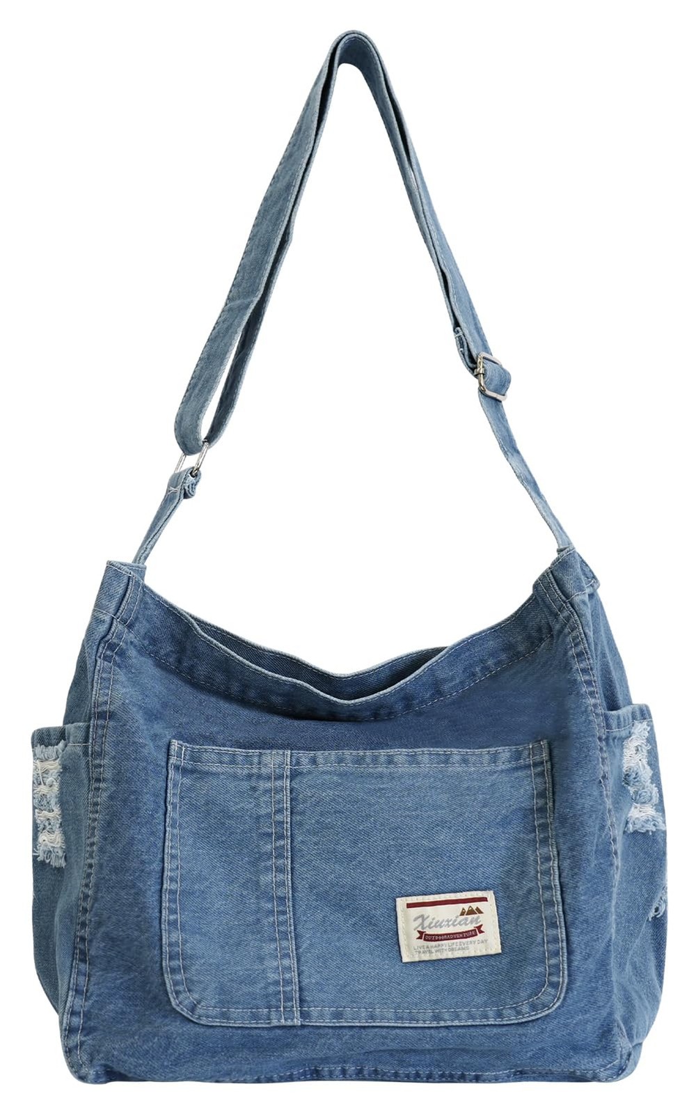Denim Messenger Bag Large Crossbody Tote Bag Lightweight Jean Purse Women Hob...