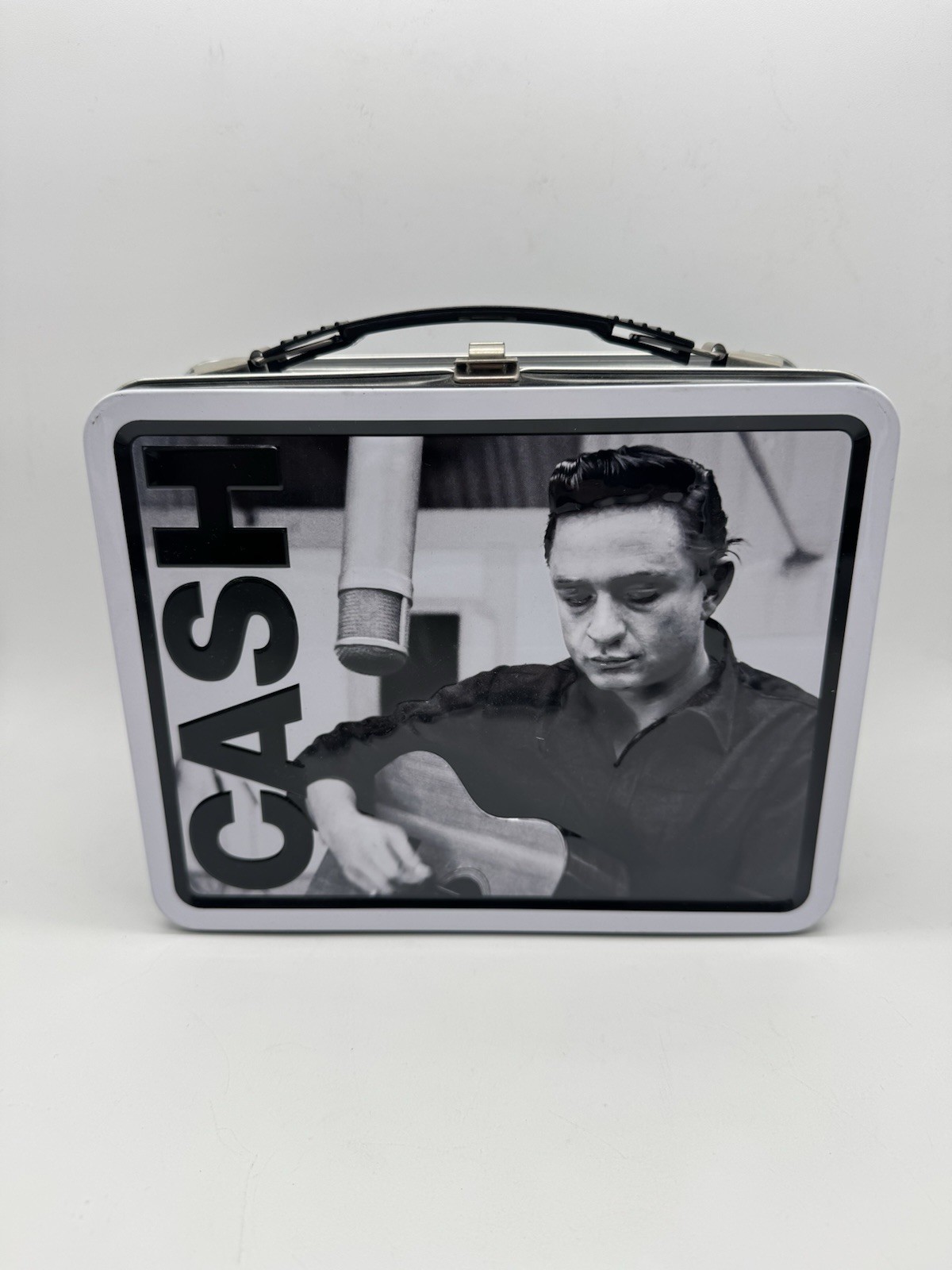 Johnny Cash Metal Lunchbox Aquarius Black White Country Outlaw 8.5”