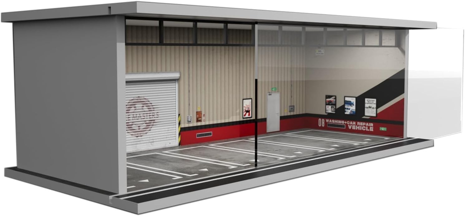 LED Lighted 1/64 Diorama Display Case for Hot Wheels – Stackable Acrylic Garage