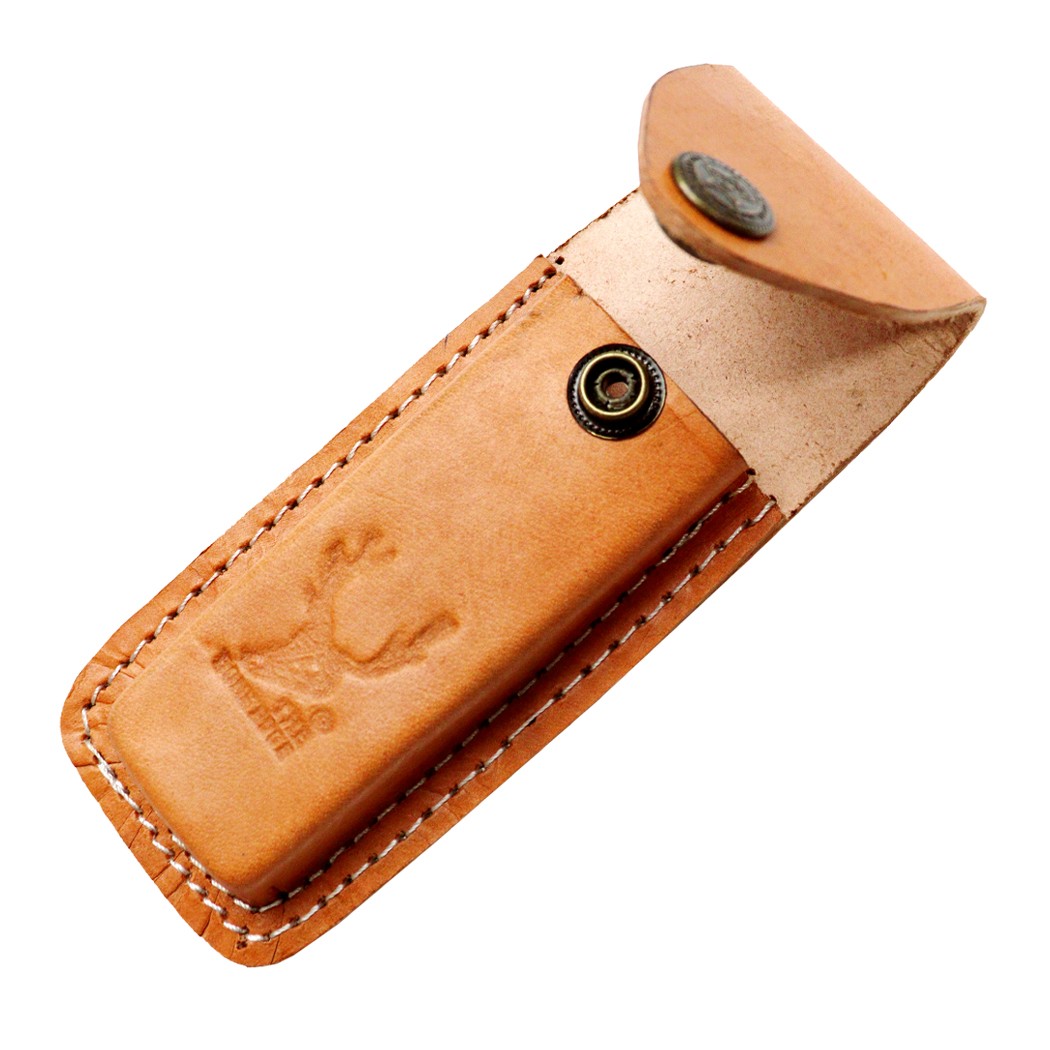 TheBoneEdge Camel Color 4"" Leather Pouch For Folding Blade Pocket Knife Belt Lo