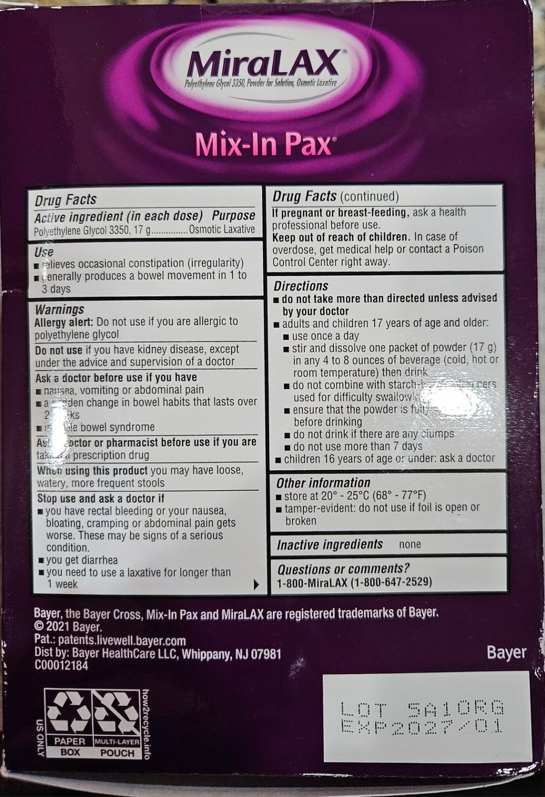 MiraLAX Laxative Powder - 24 Packet