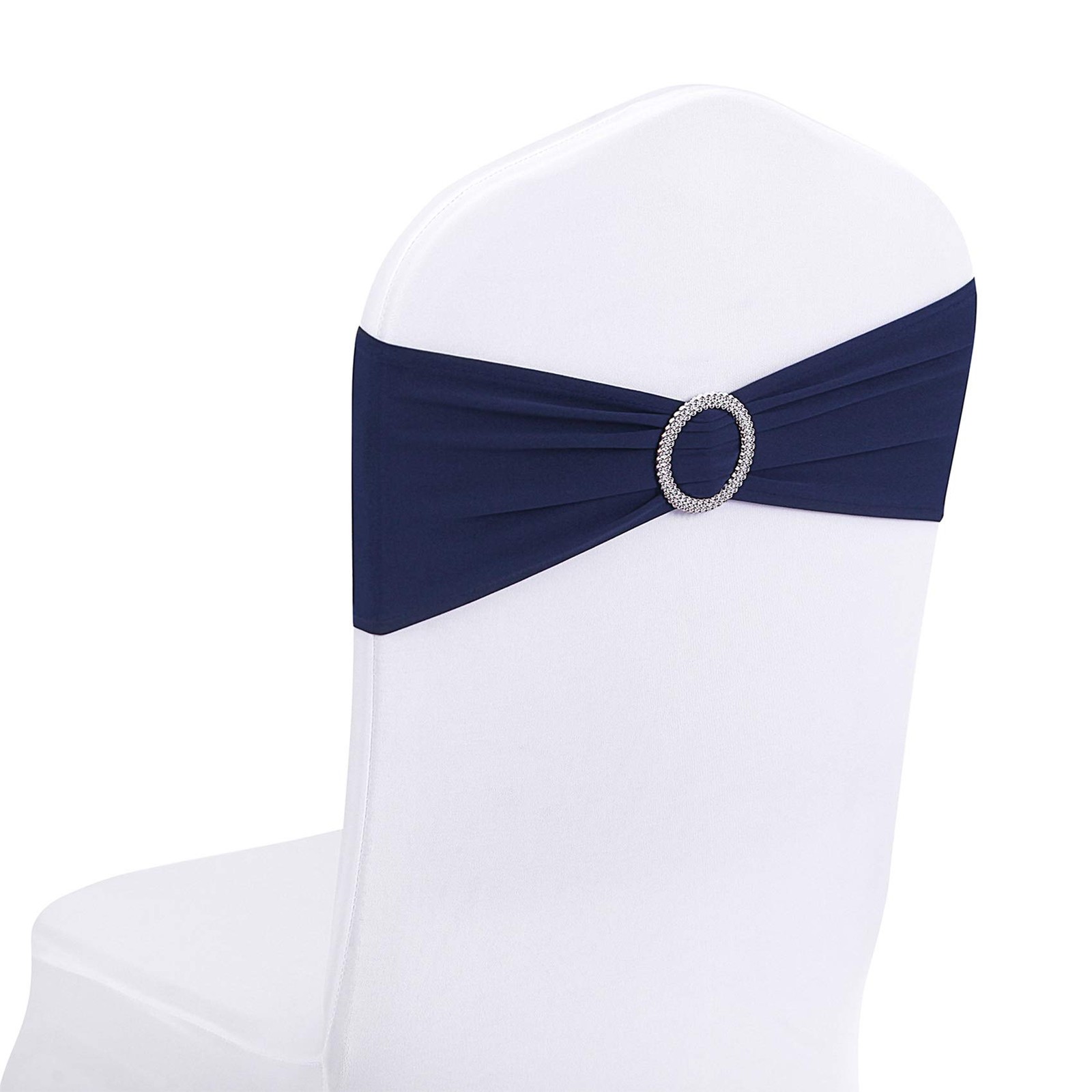 25 PCS Navy Spandex Chair Sashes Buckle Slider Wedding Party Decor Events