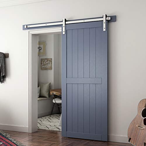 Brushed Nickel Sliding Barn Hardware Kit-Sturdy Silvery Track-Smoothly 6 Feet
