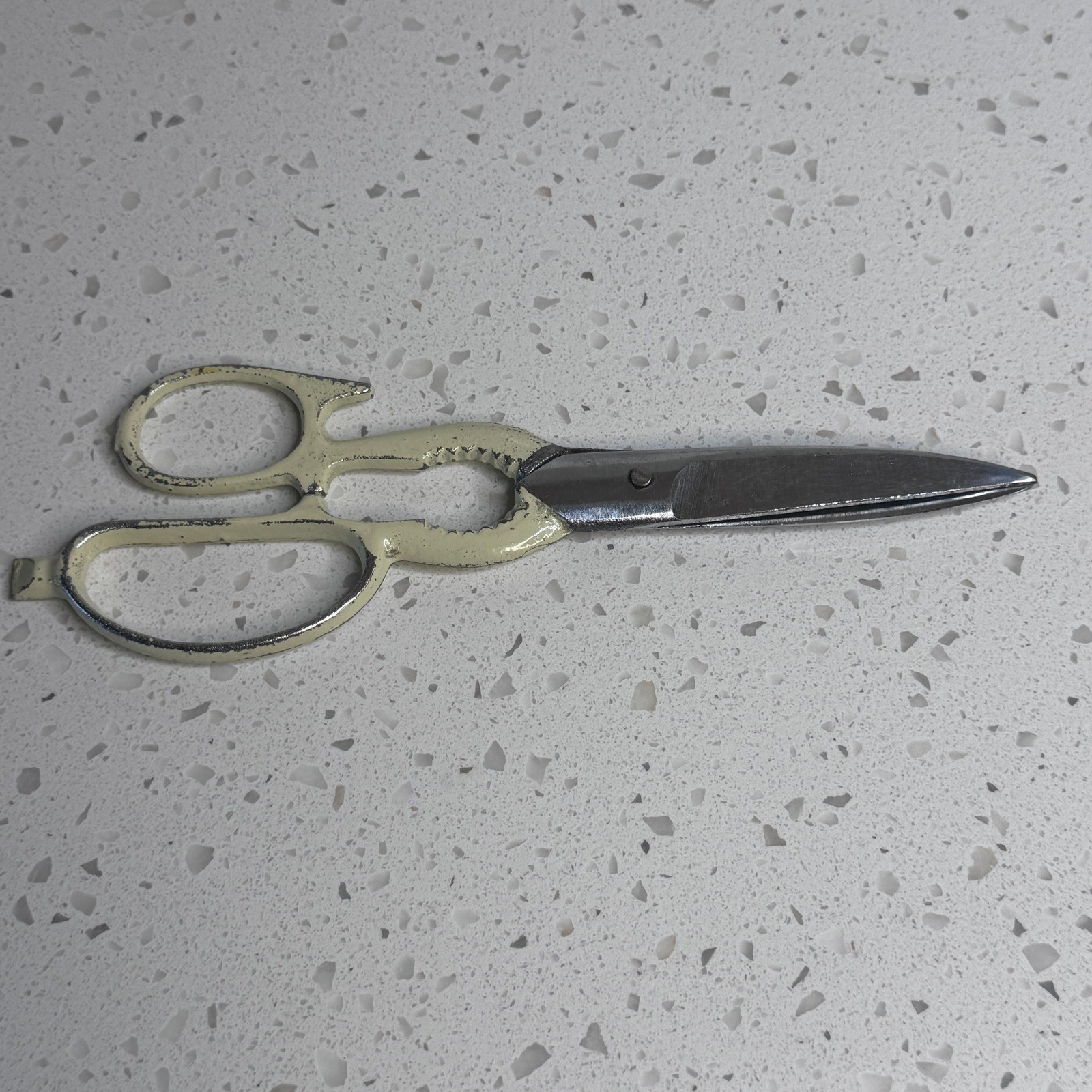 Vintage Kitchen Shears Multi-Tool Bottle Opener Nutcracker Cream Handles 8 Inch