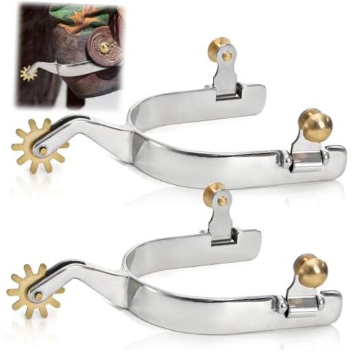 2 Pack Horse Spurs, Stainless Steel Stylish Boot Spurs with Gear Copper