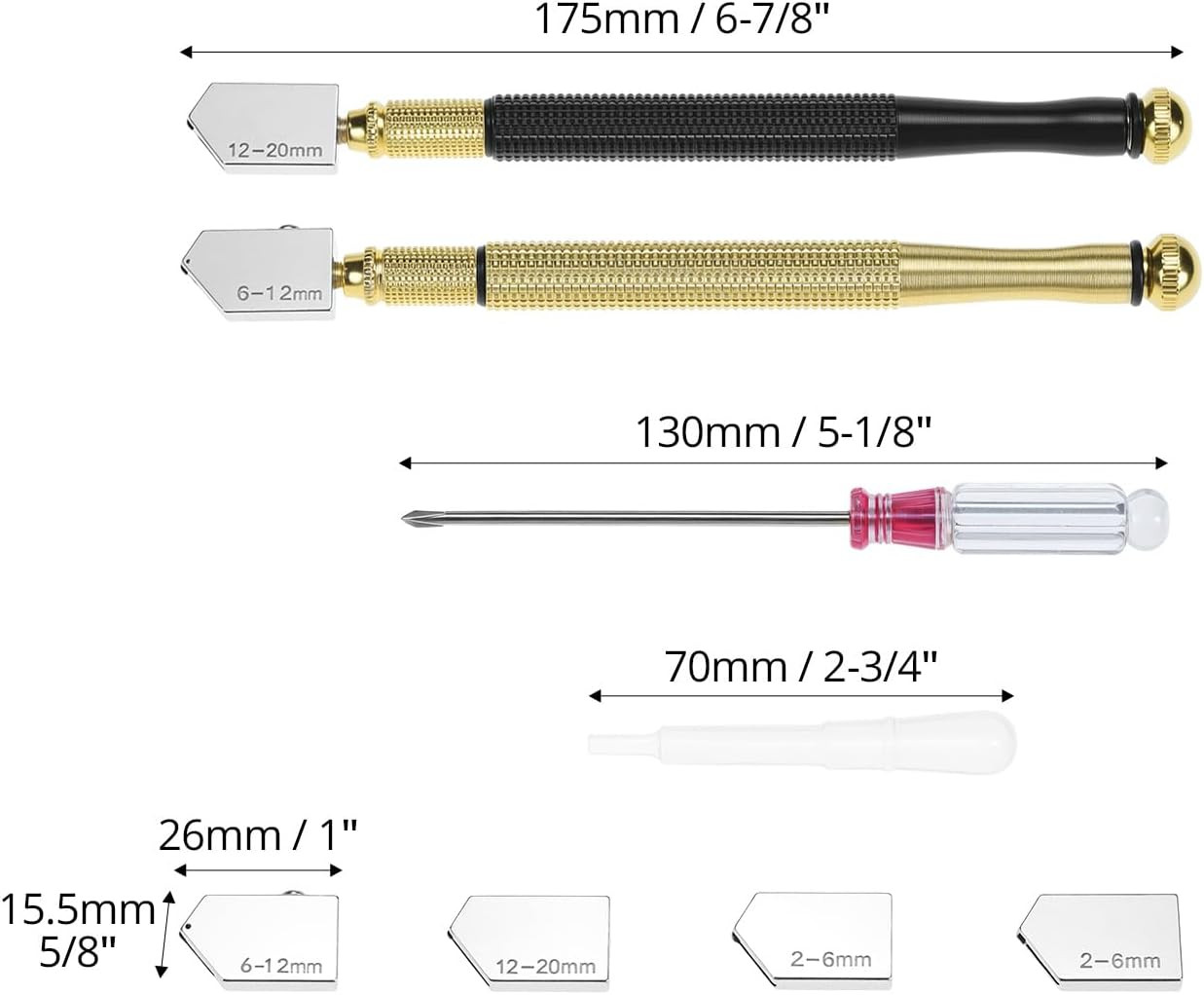 Glass Cutter Tool Set 2Mm-20Mm, 9 Pcs Mirror Cutting Tool, 6 Replaceable Glass C
